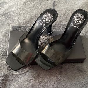 NIB Vince Camuto Size 7 smoke black mules / heels.